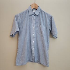 Tabi Blue White Striped Short Sleeve Button Down size S